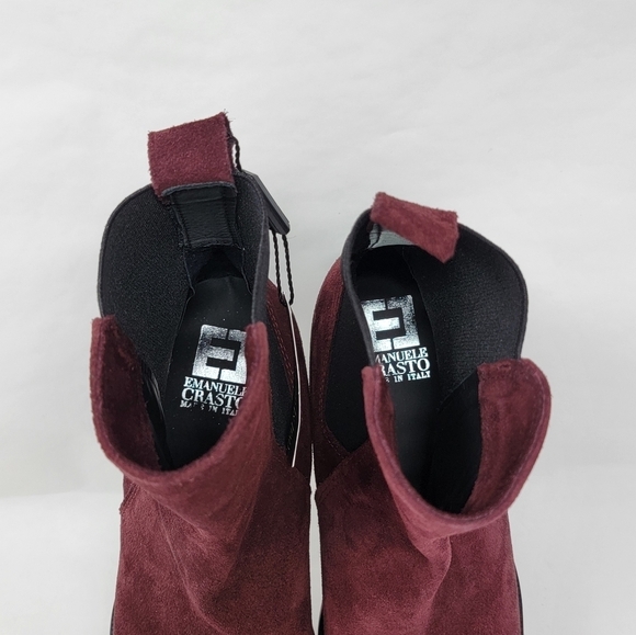 Emanuele Crasto Women's Sz 40 Mid Calf Burgundy Leather Boots Made In Italy New - Picture 6 of 9
